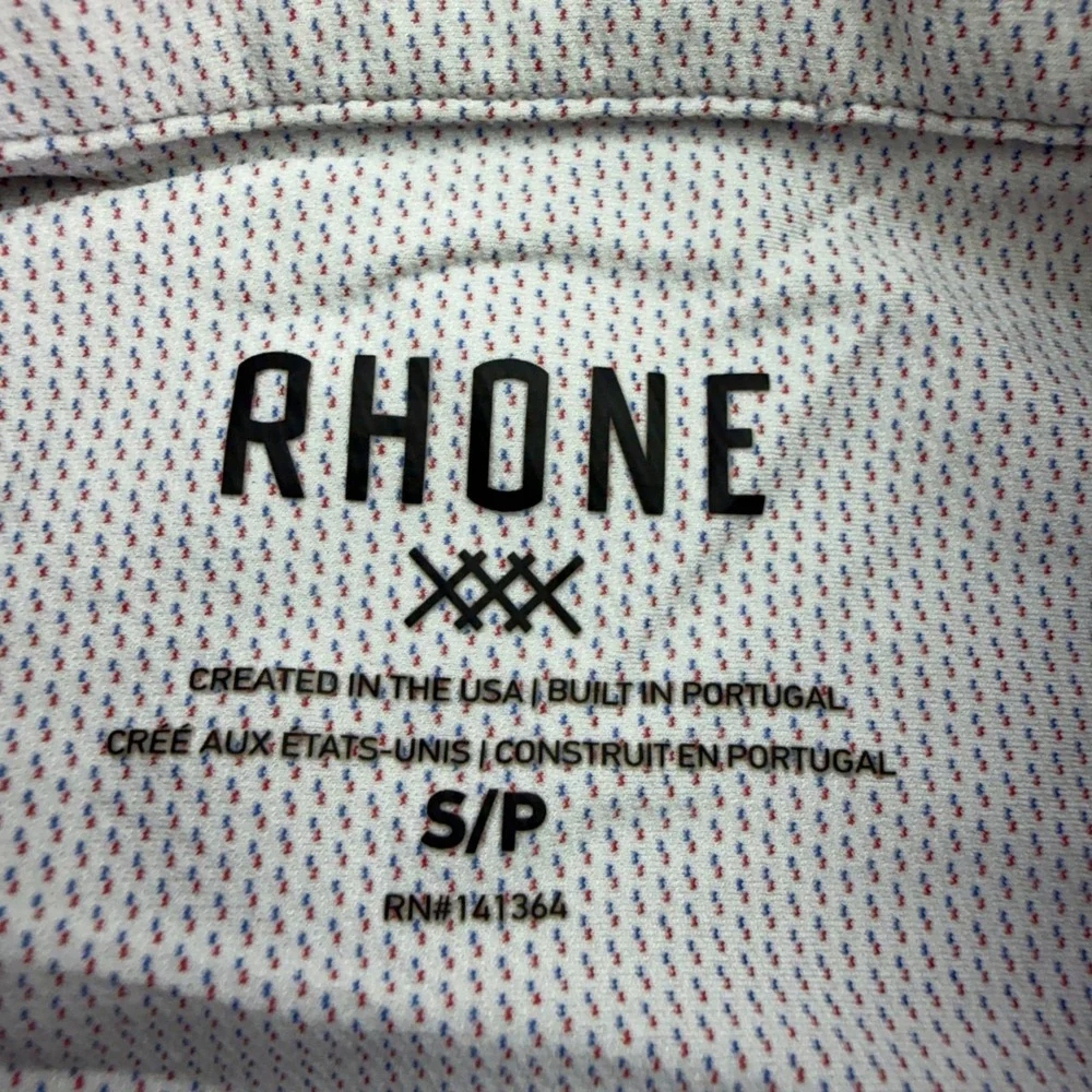 Rhone Shirt Mens Small Micro Print Commuter Performance Stretch Button Up
